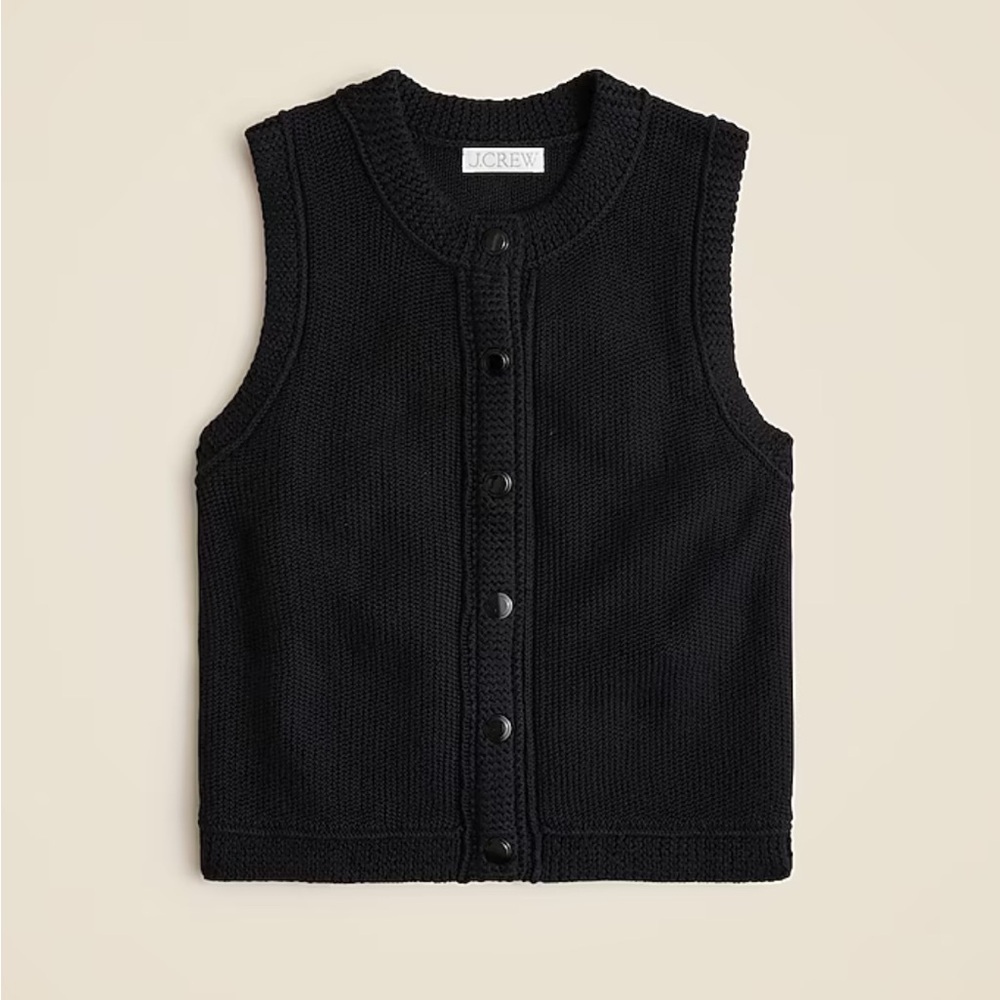 NWT Jcrew Cropped button-up sweater shell in black S